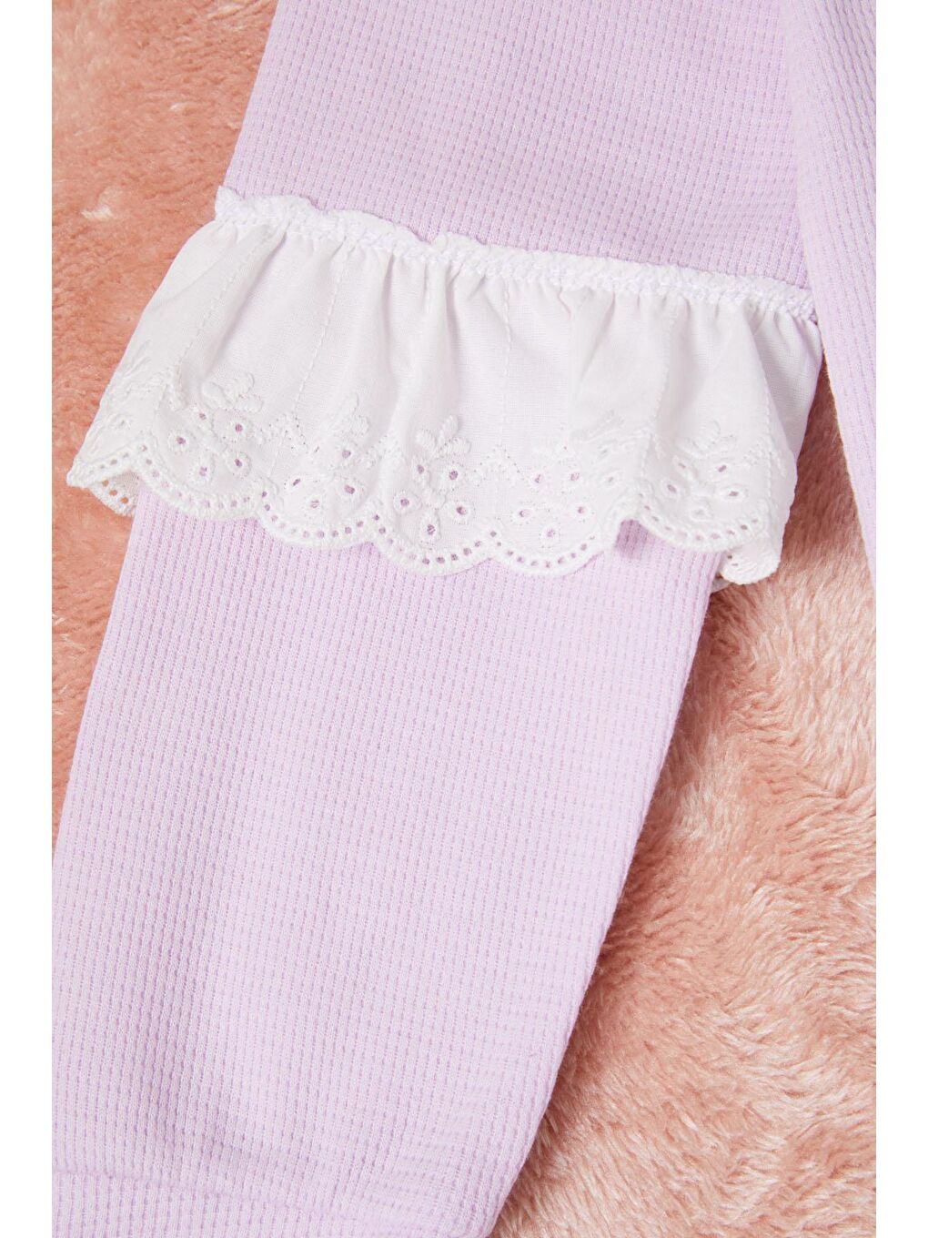 Lila Smile Nakışlı Kız Çocuk Waffle Sweatshirt 16593-3