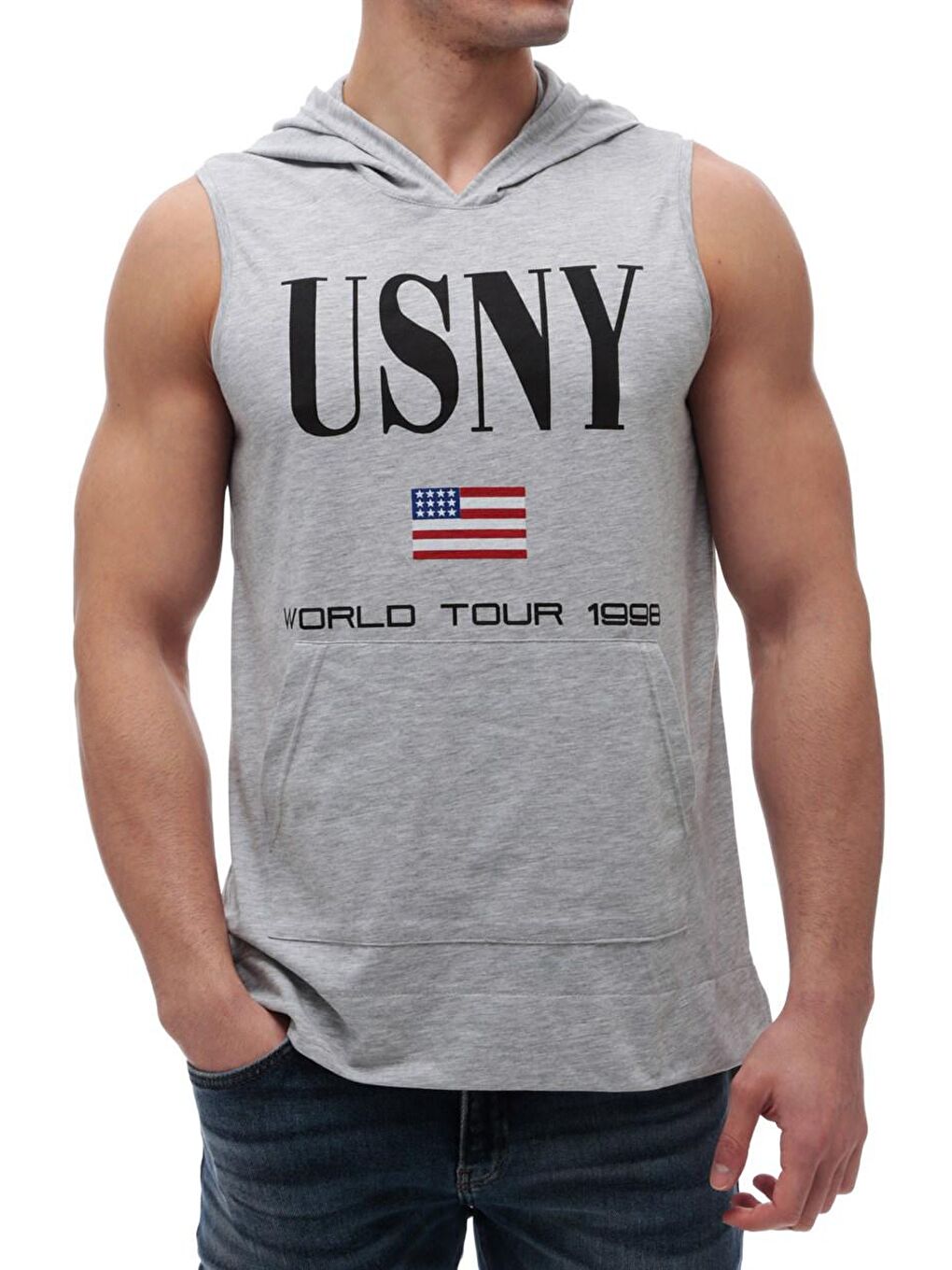 Kapüşonlu Gri Atlet 2887-1