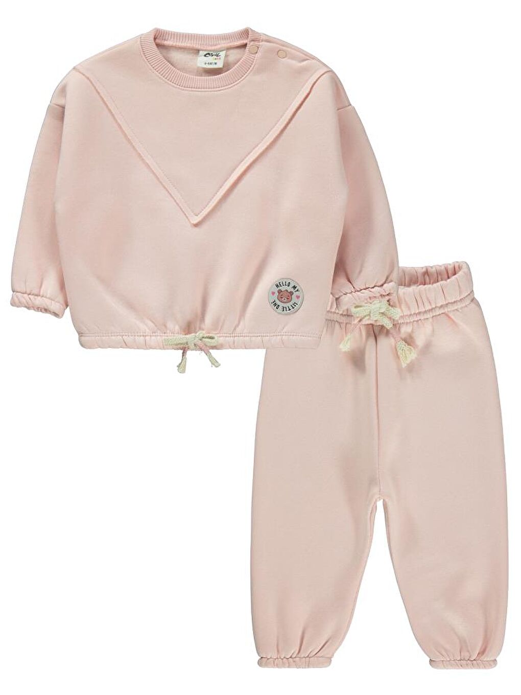 Pembe Baby Hello My Little One Etiketli 6-18 Ay Takım - Pudra 6-9 Ay-4