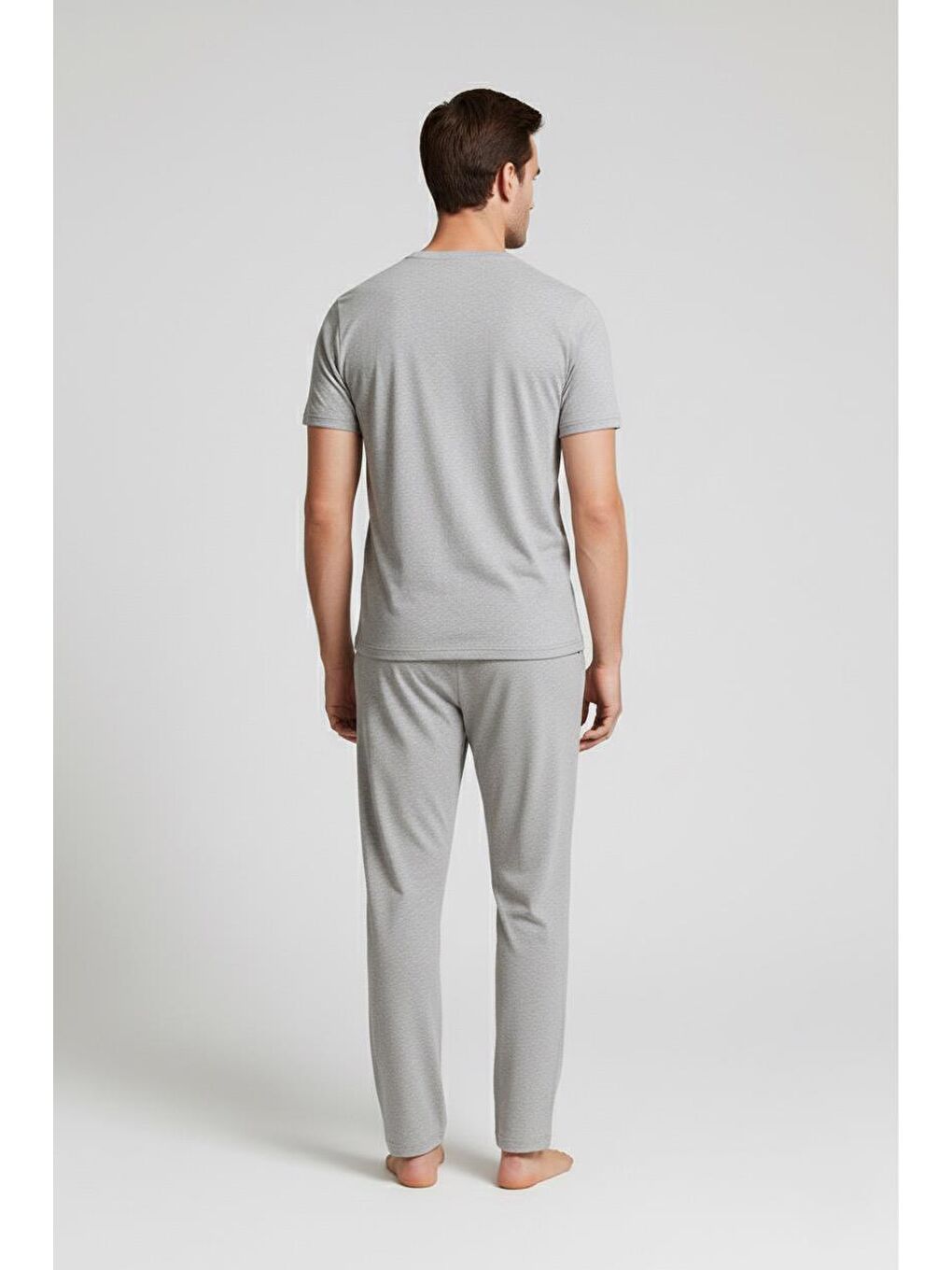 Gri Erkek Uzun Cepli Esnek Elastanlı Viskoz Pijama Altı MAN02-5