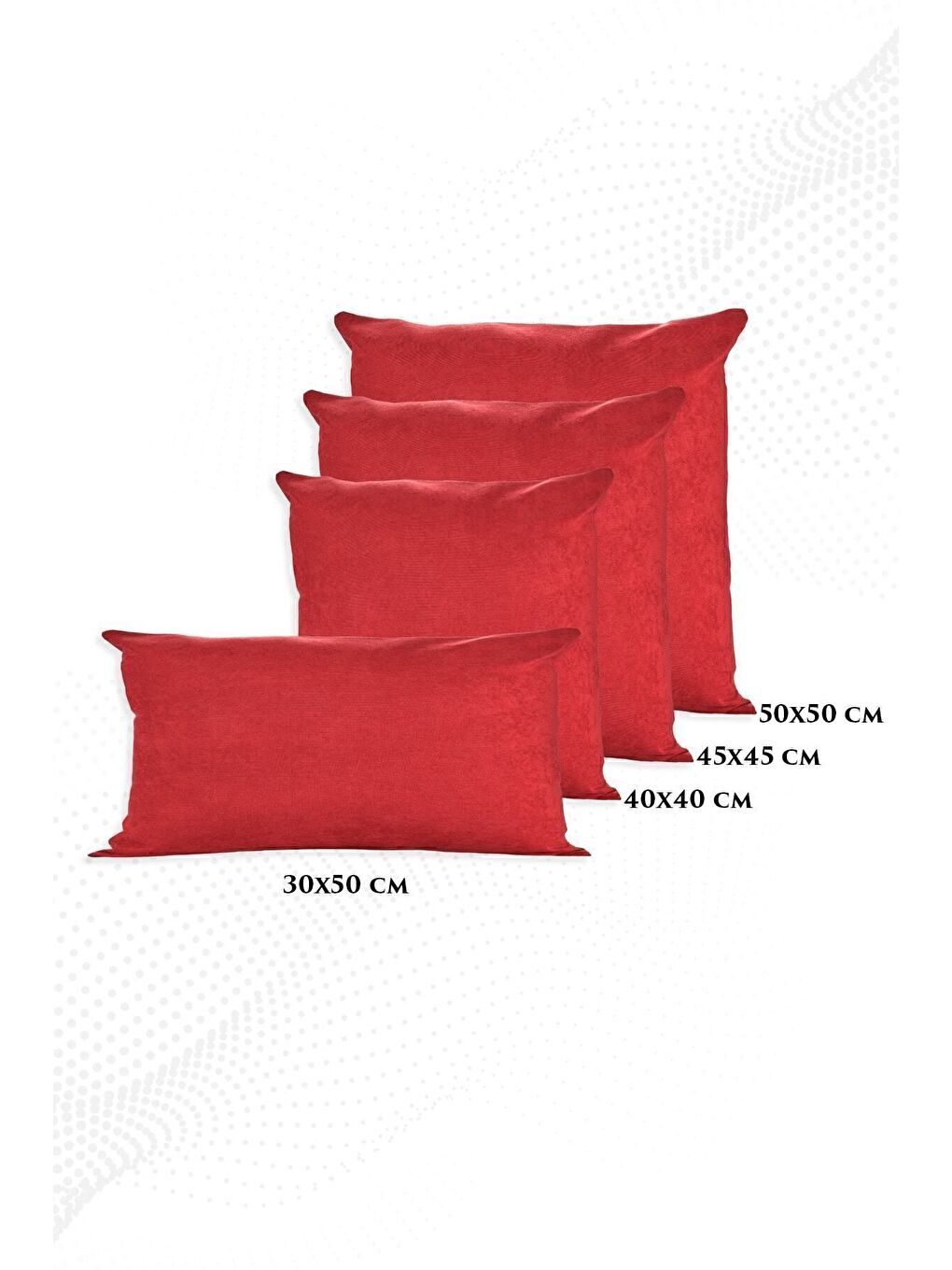 Panoroma Süet Dokulu Düz Punch (Panç) İçin Uygun Kırmızı 50X50 Dekoratif Kırlent Kılıfı-5