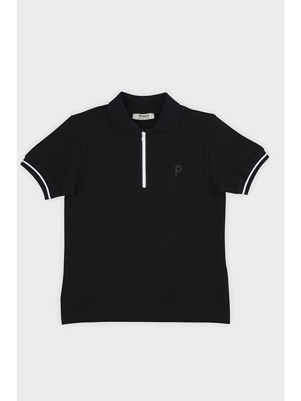 Unisex Çocuk Kısa Kollu Siyah Polo Yaka Tişört