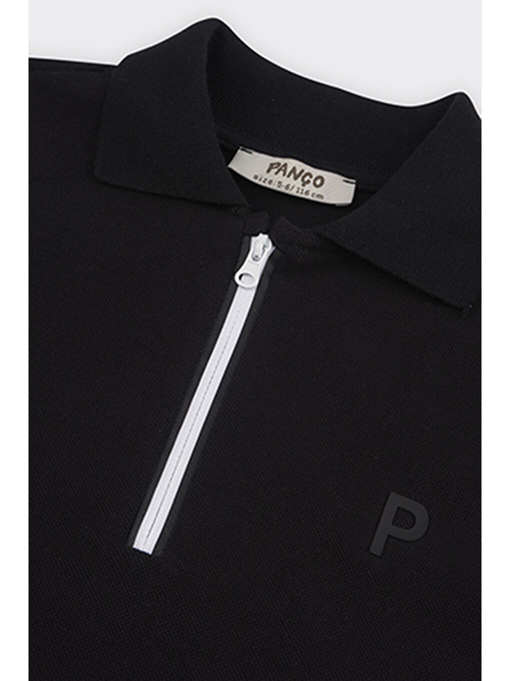 Unisex Çocuk Kısa Kollu Siyah Polo Yaka Tişört-1