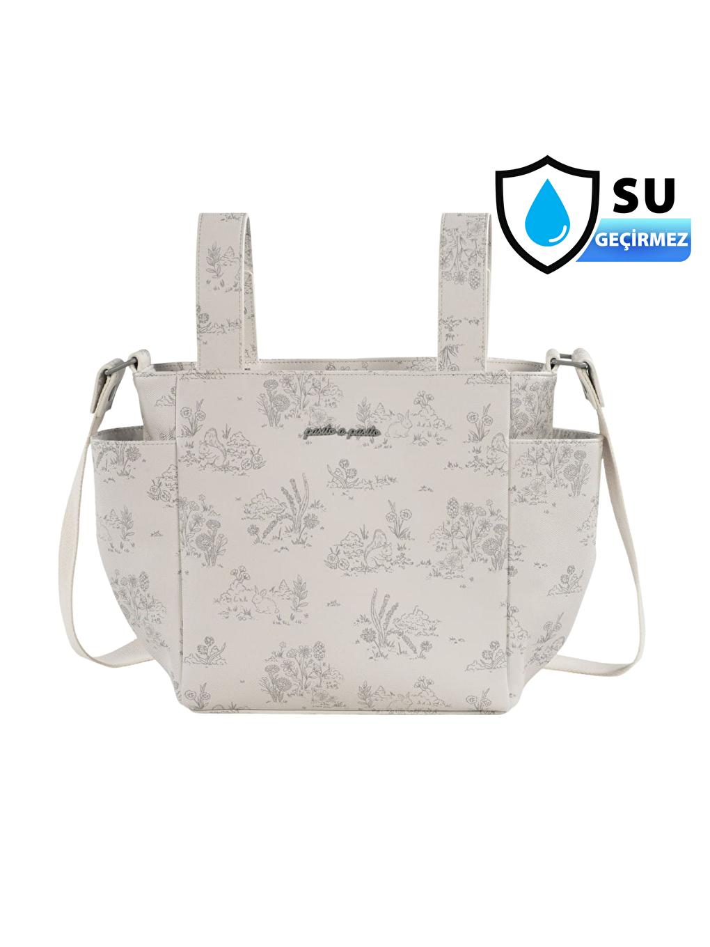 Toile de Jouy Crossbody Bebek Bakım Çantası Cream