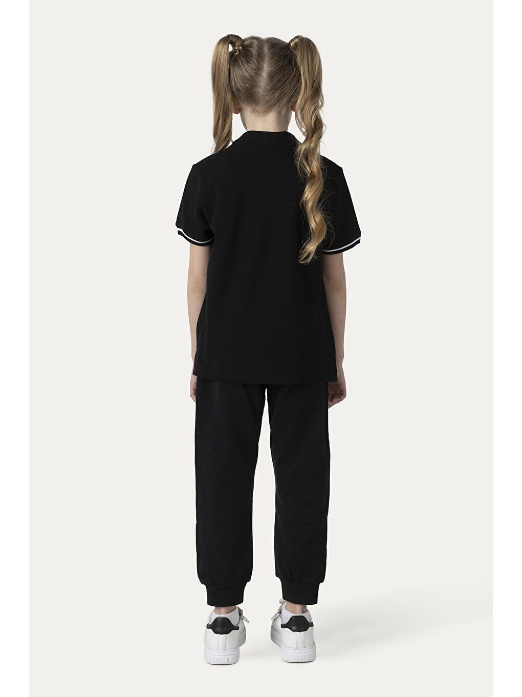 Unisex Çocuk Kısa Kollu Siyah Polo Yaka Tişört-7