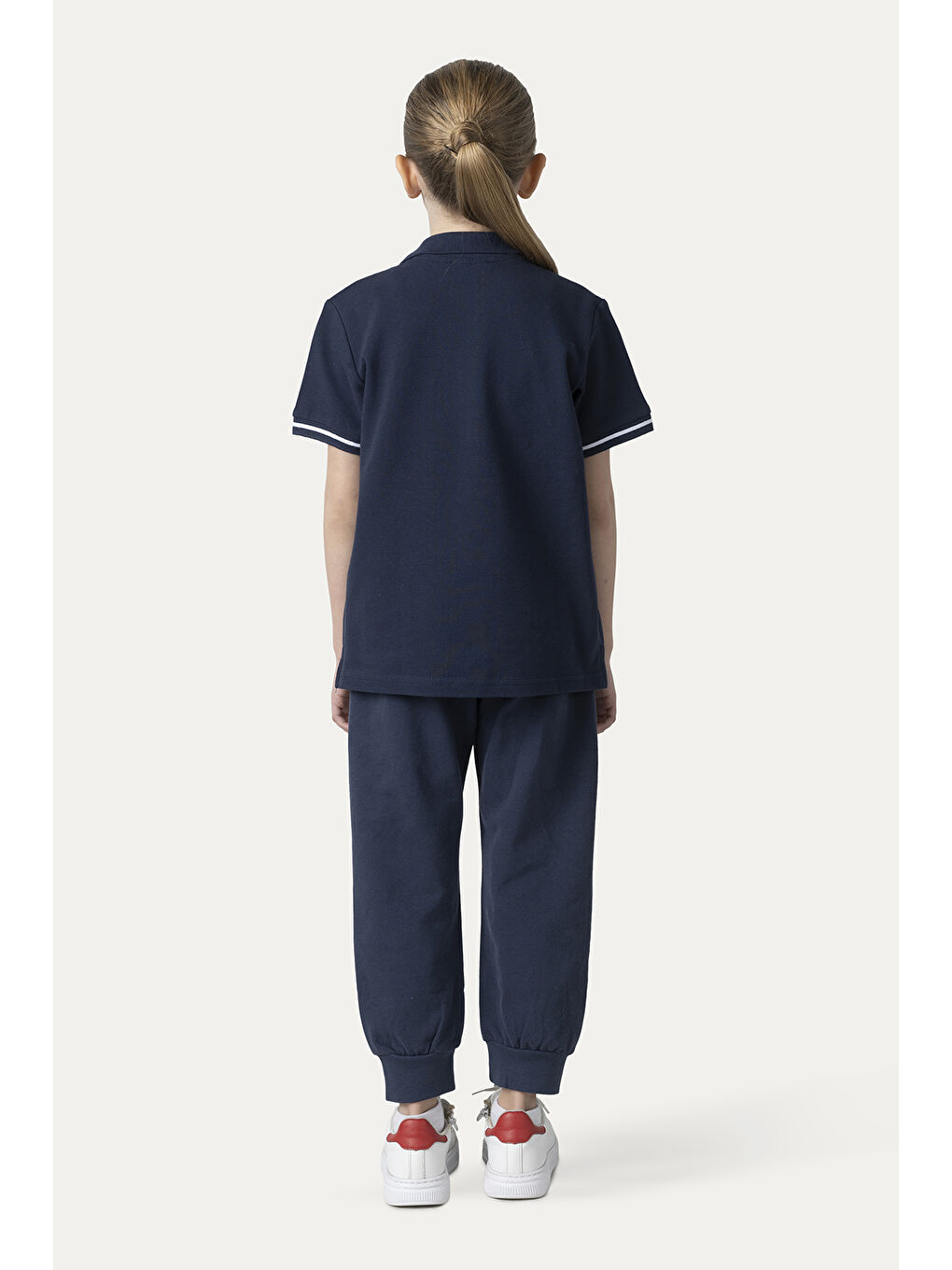 Unisex Çocuk Kısa Kollu Lacivert Polo Yaka Tişört-3