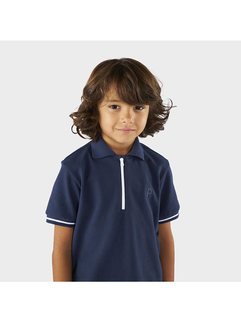 Unisex Çocuk Kısa Kollu Lacivert Polo Yaka Tişört-7
