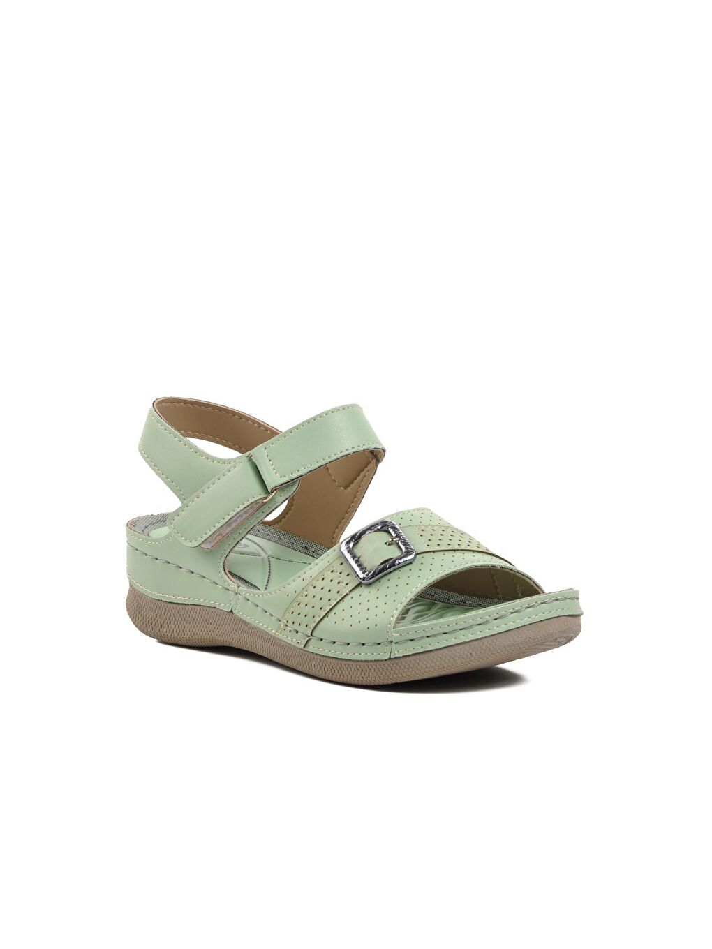 Turkuaz Kerpe Su Yeşili Kadın Sandalet-2