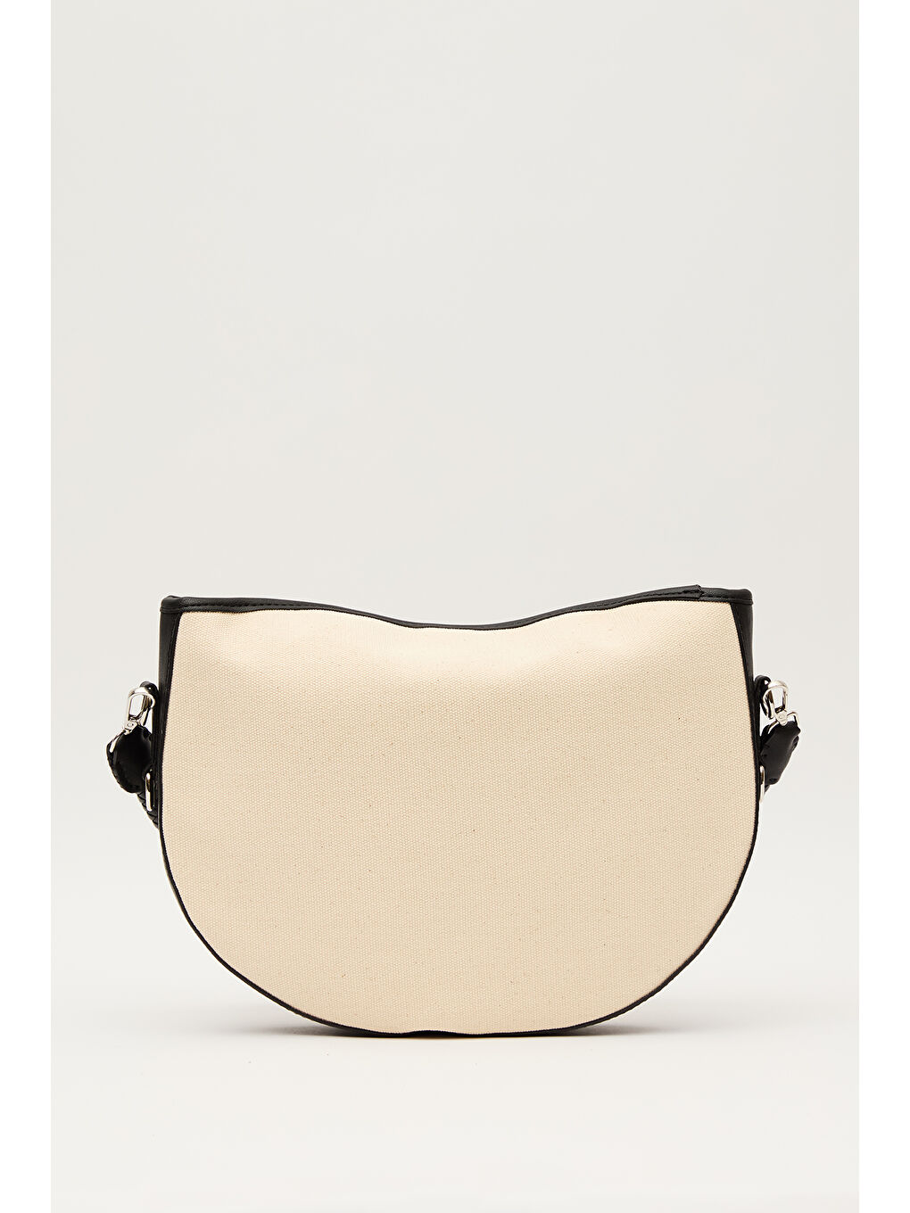 Naturel Kanvas Oval Çanta Siyah-6