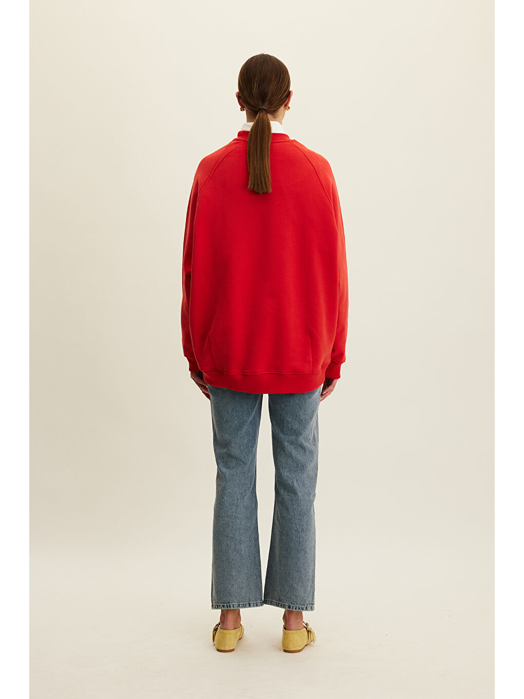 Oversize Basıc Sweatshırt Kırmızı-6