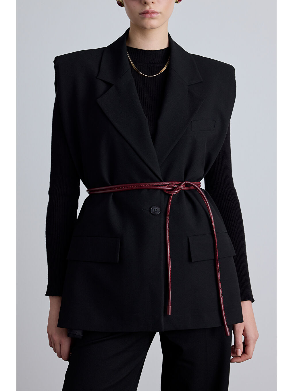 Bağlamalı Kordon Deri Kemer Bordo-1