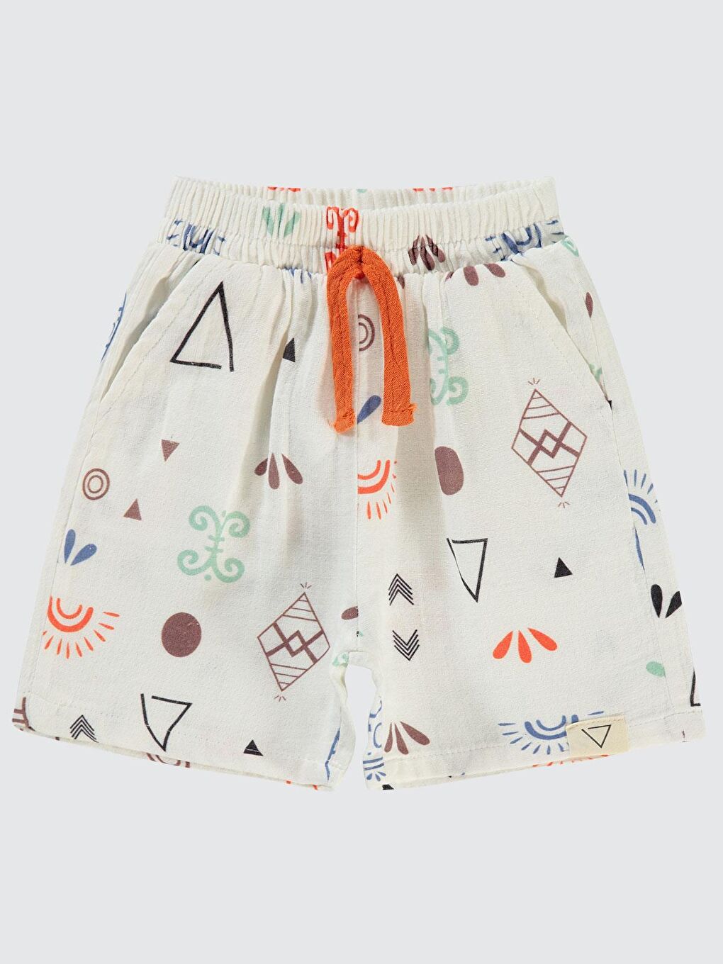 Boys Etnik Desen Empirme 2-5 Yaş Şort - Turuncu 2-3 Yaş-1