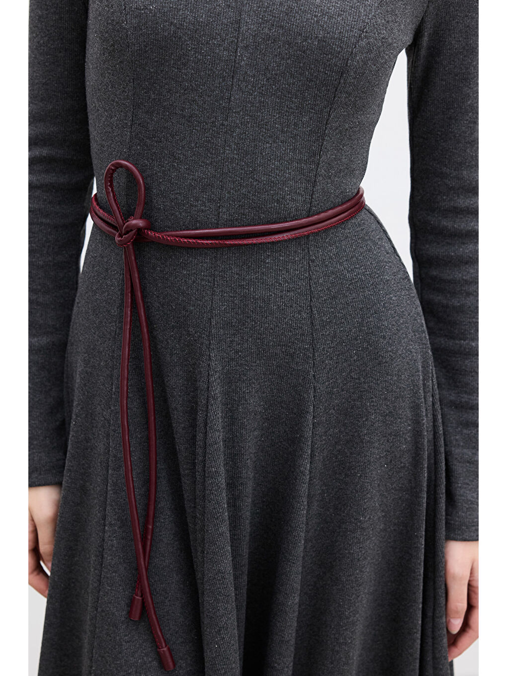 Bağlamalı Kordon Deri Kemer Bordo-2