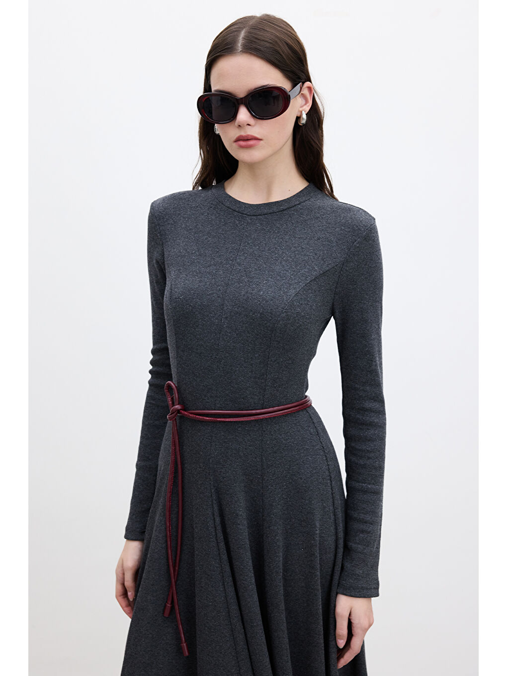 Bağlamalı Kordon Deri Kemer Bordo-3