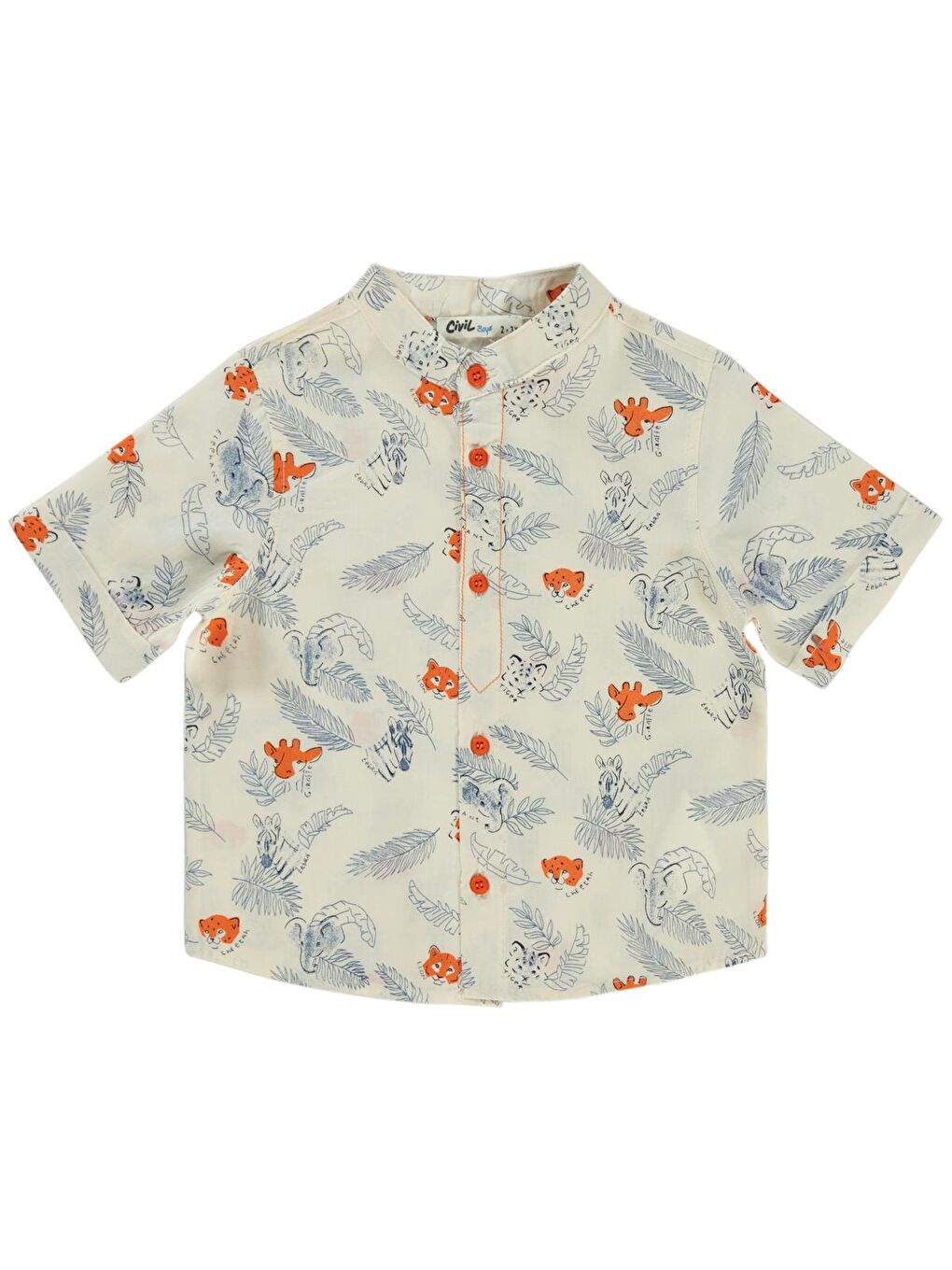 Boys Yaprak Kaplan Desenli 2-5 Yaş Gömlek - Turuncu 5-6 Yaş