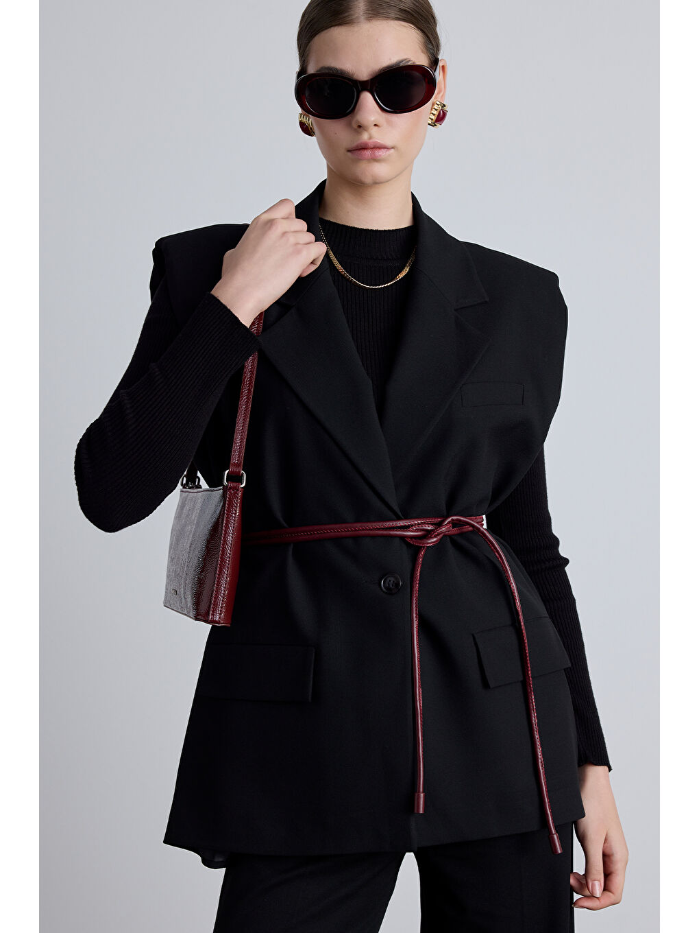 Bağlamalı Kordon Deri Kemer Bordo-4