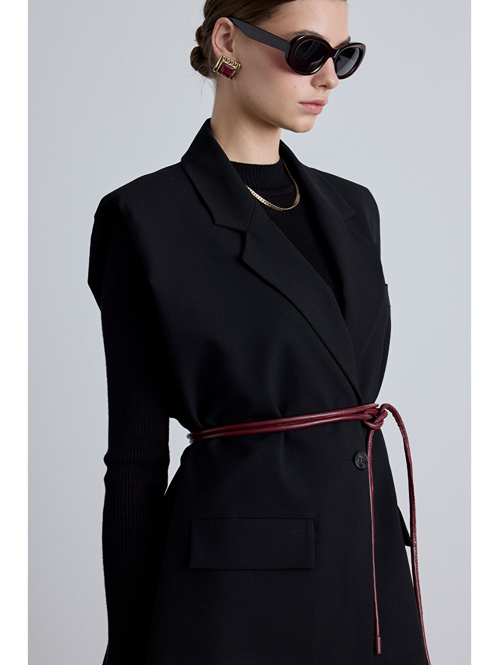 Bağlamalı Kordon Deri Kemer Bordo-5