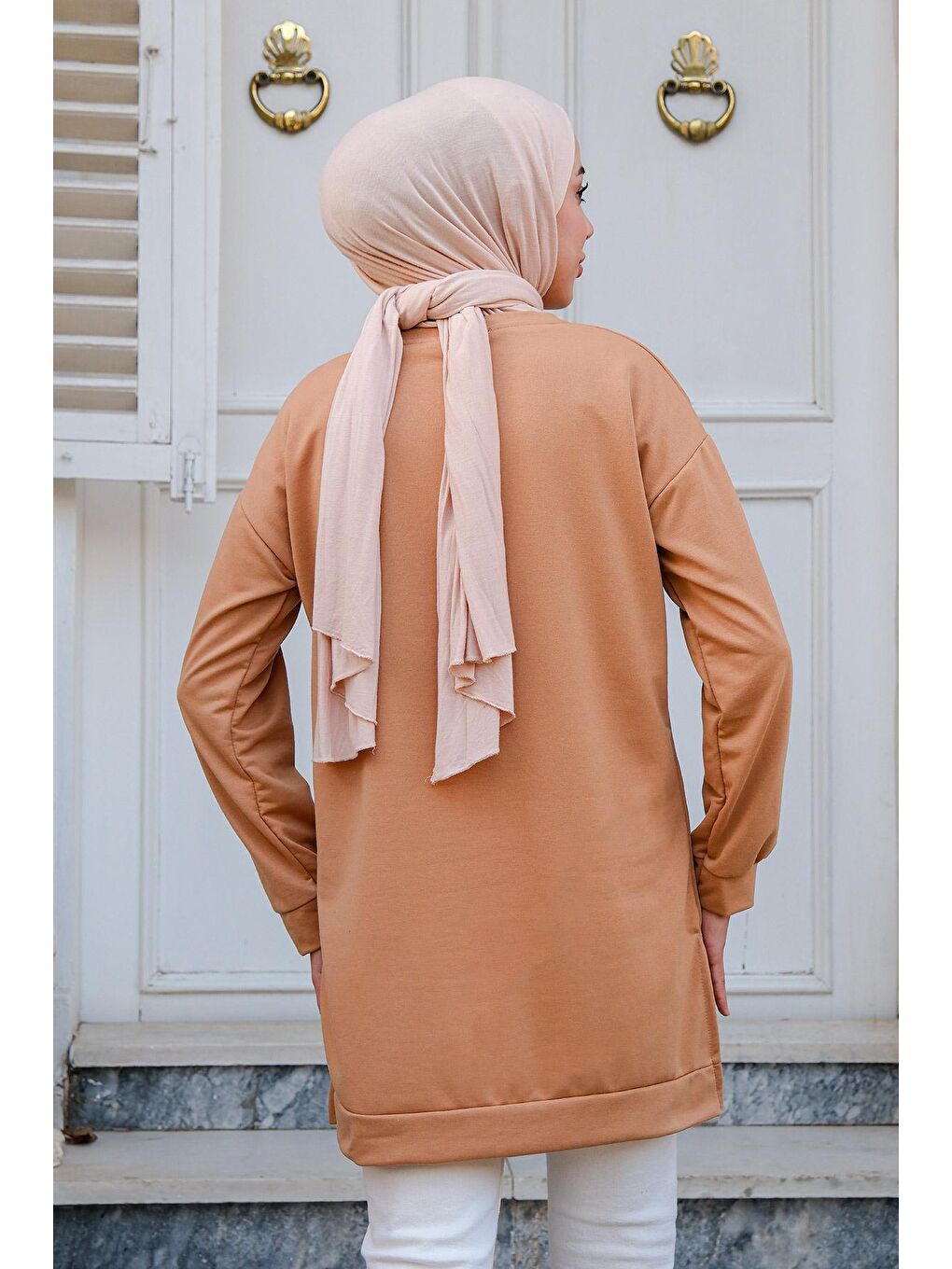 Bej Kadın Bisiklet Yaka Sweat Vizon-4