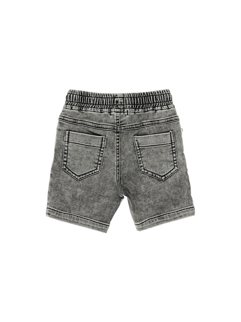 Siyah Erkek Çocuk Beli Lastikli Denim Şort-1