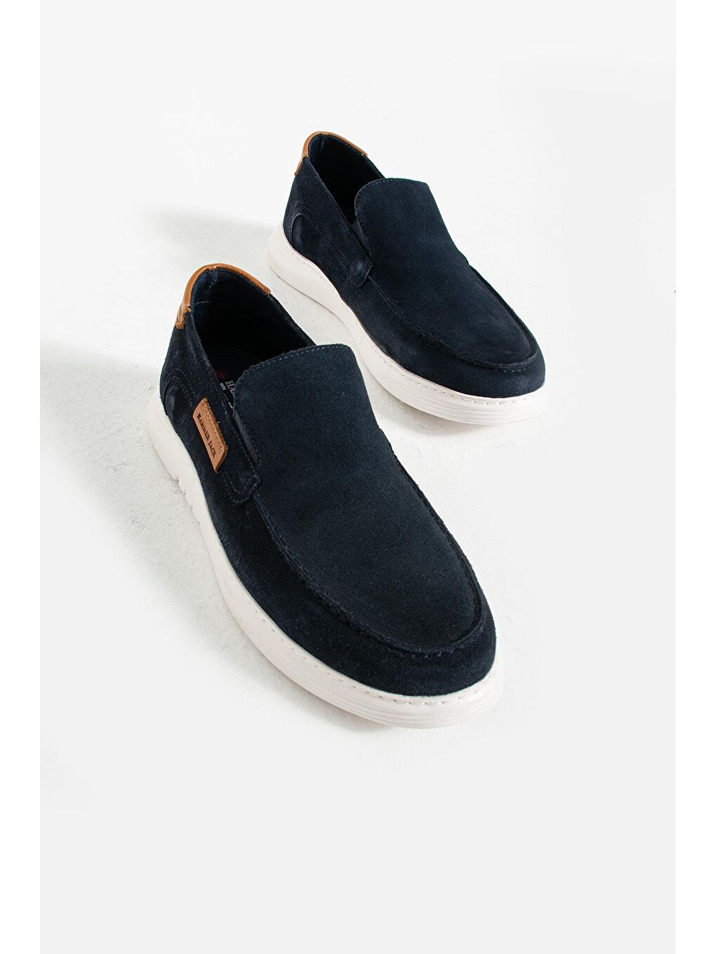 Lacivert Hakiki Deri Maykop Laci Süet Erkek Günlük Ayakkabı-1