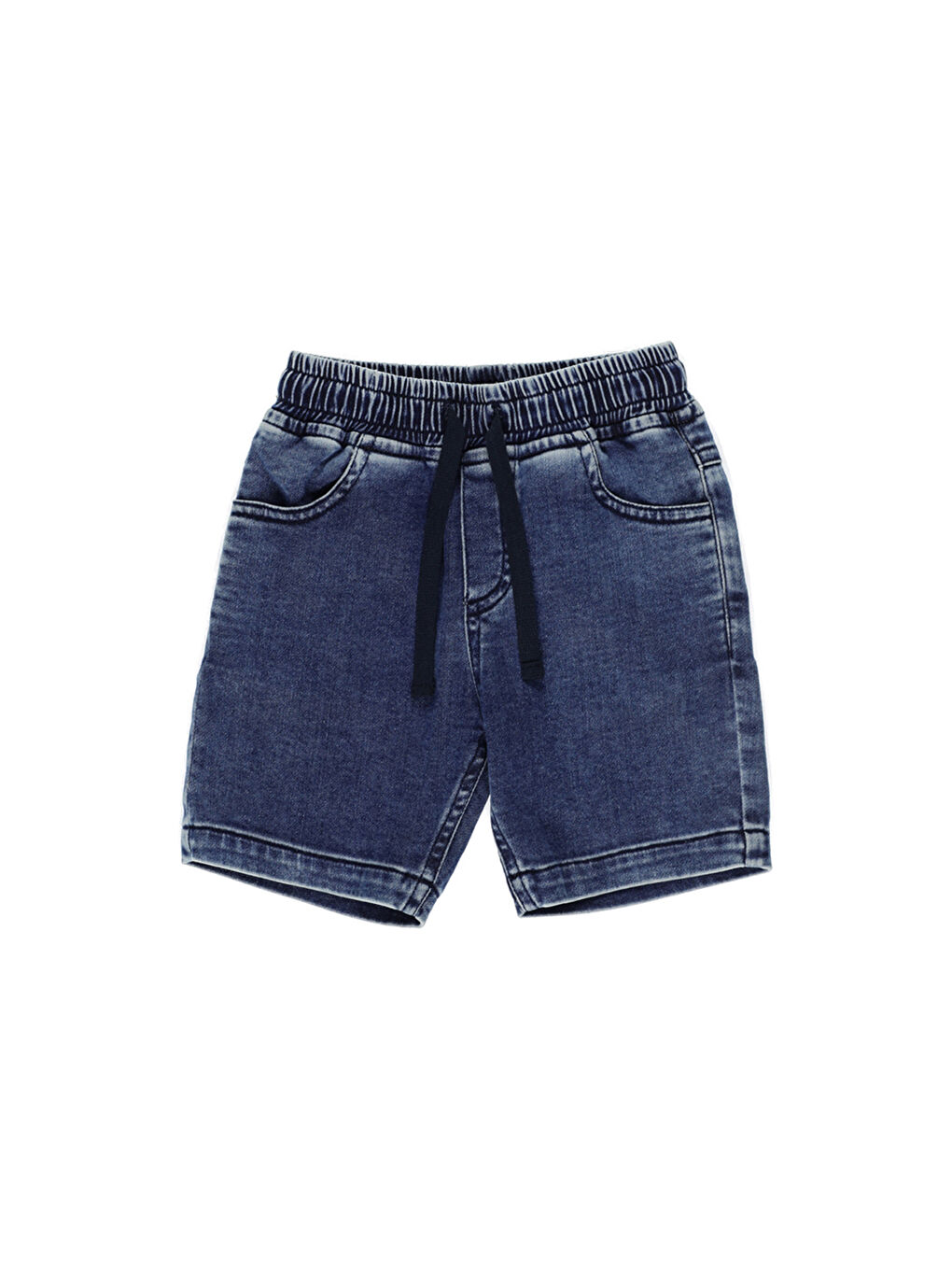 Lacivert Erkek Çocuk Yıkamalı Denim Şort