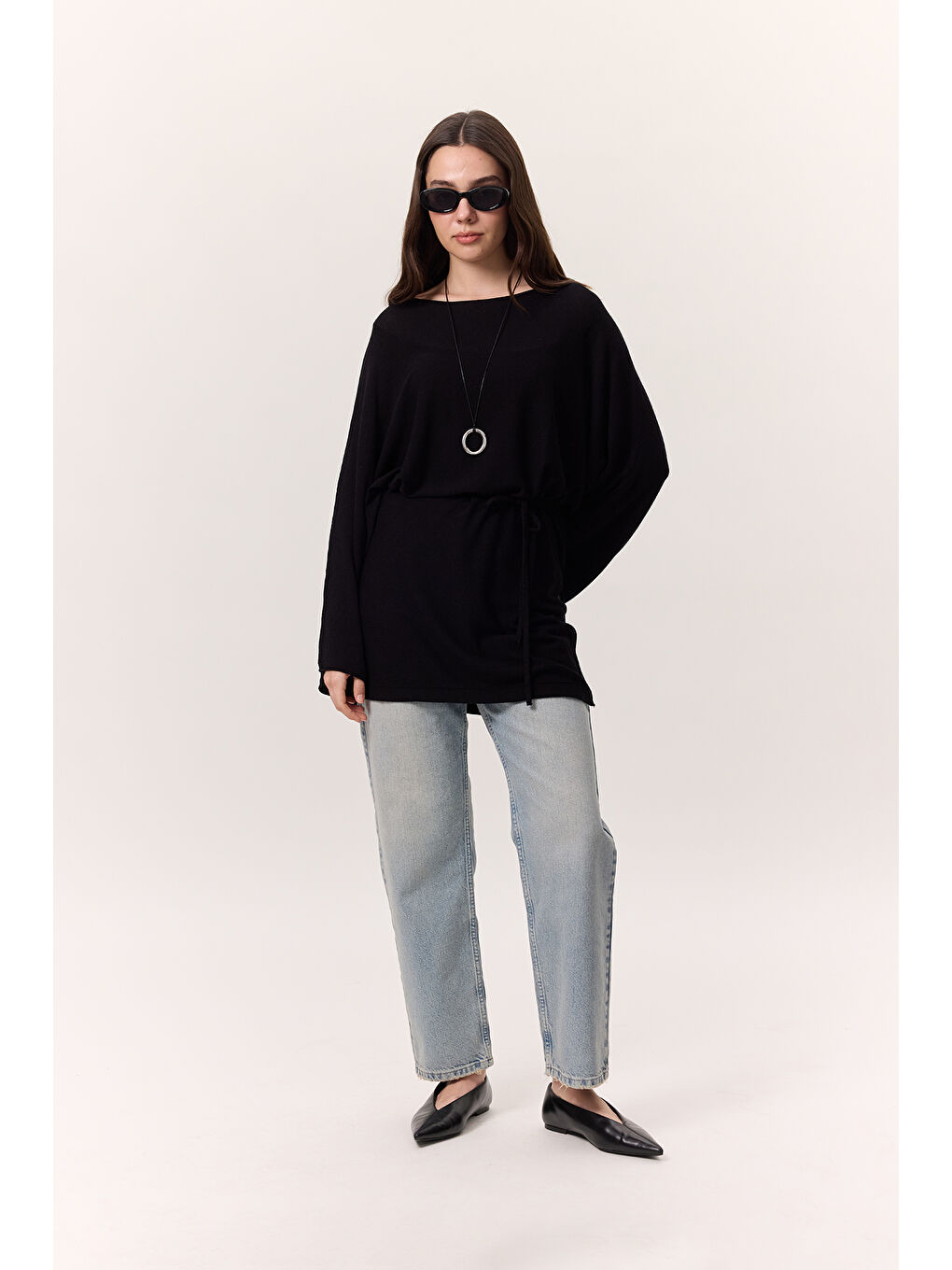 Triko Kuşaklı Tunik Siyah-1