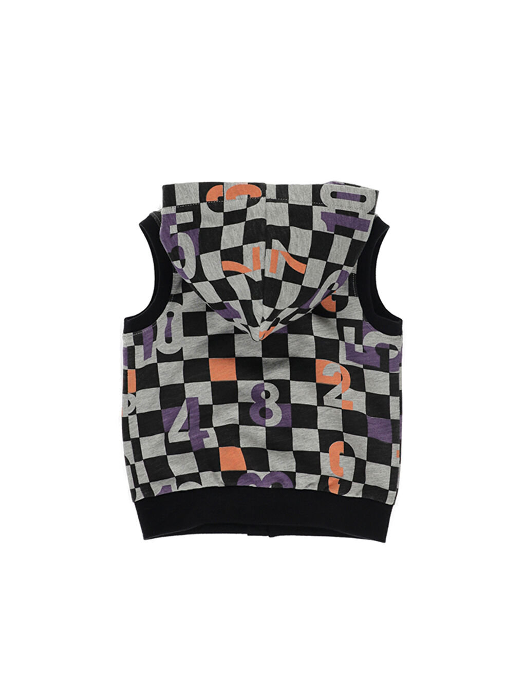 Erkek Bebek Kapüşonlu ve Baskılı Kanguru Cepli Siyah Yelek-1