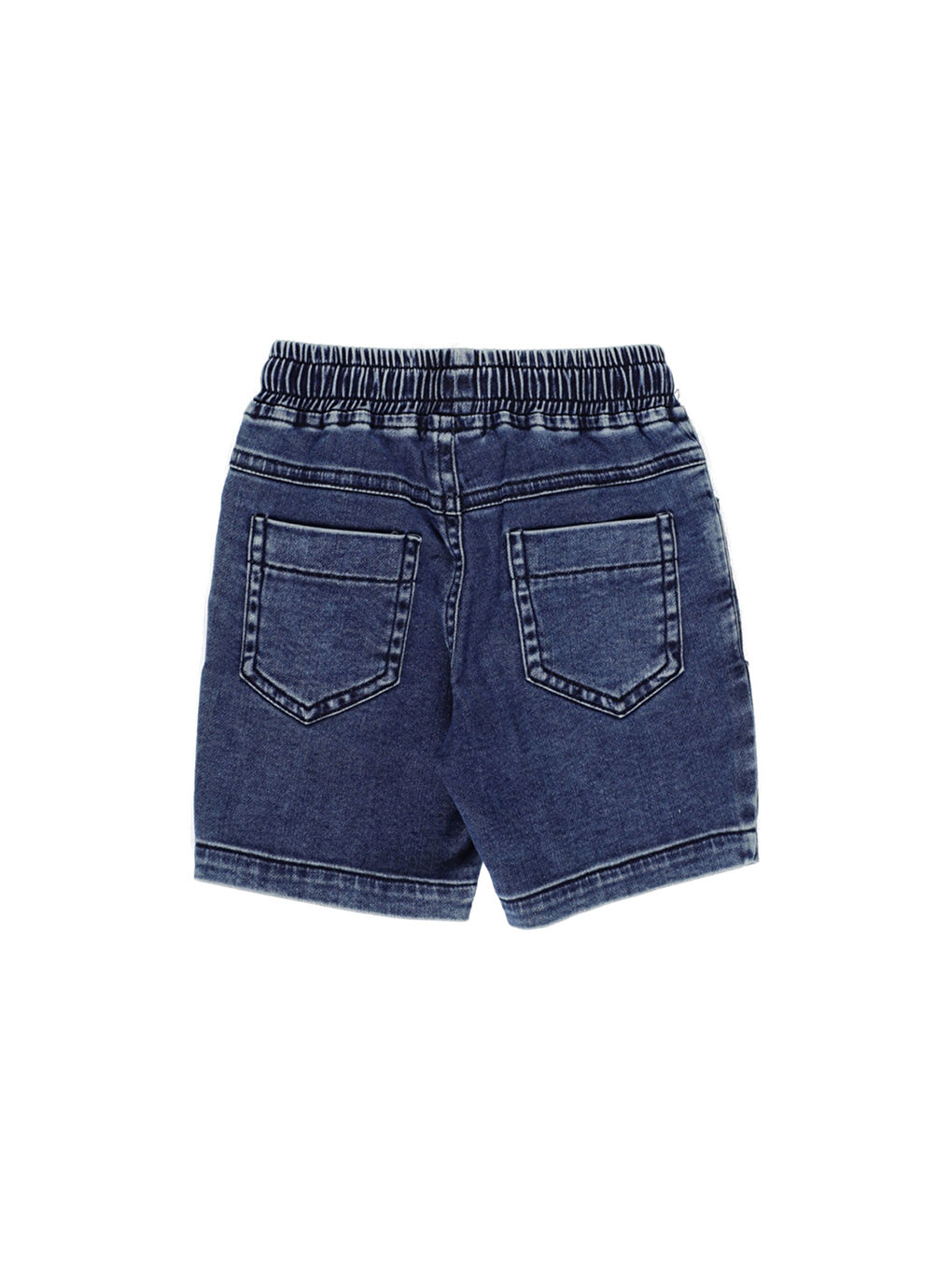 Lacivert Erkek Çocuk Yıkamalı Denim Şort-1