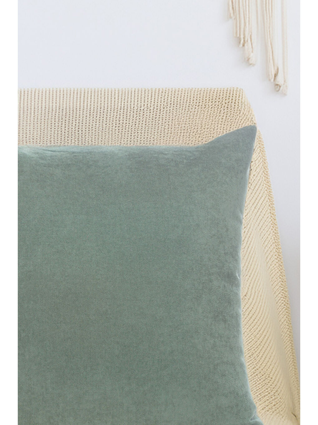 Panoroma Süet Dokulu Düz Punch (Panç) İçin Uygun Mint Yeşili 50X50 Dekoratif Kırlent Kılıfı-5