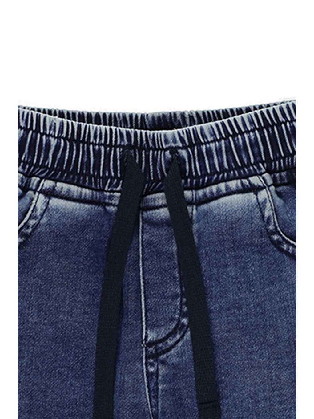 Lacivert Erkek Çocuk Yıkamalı Denim Şort-2