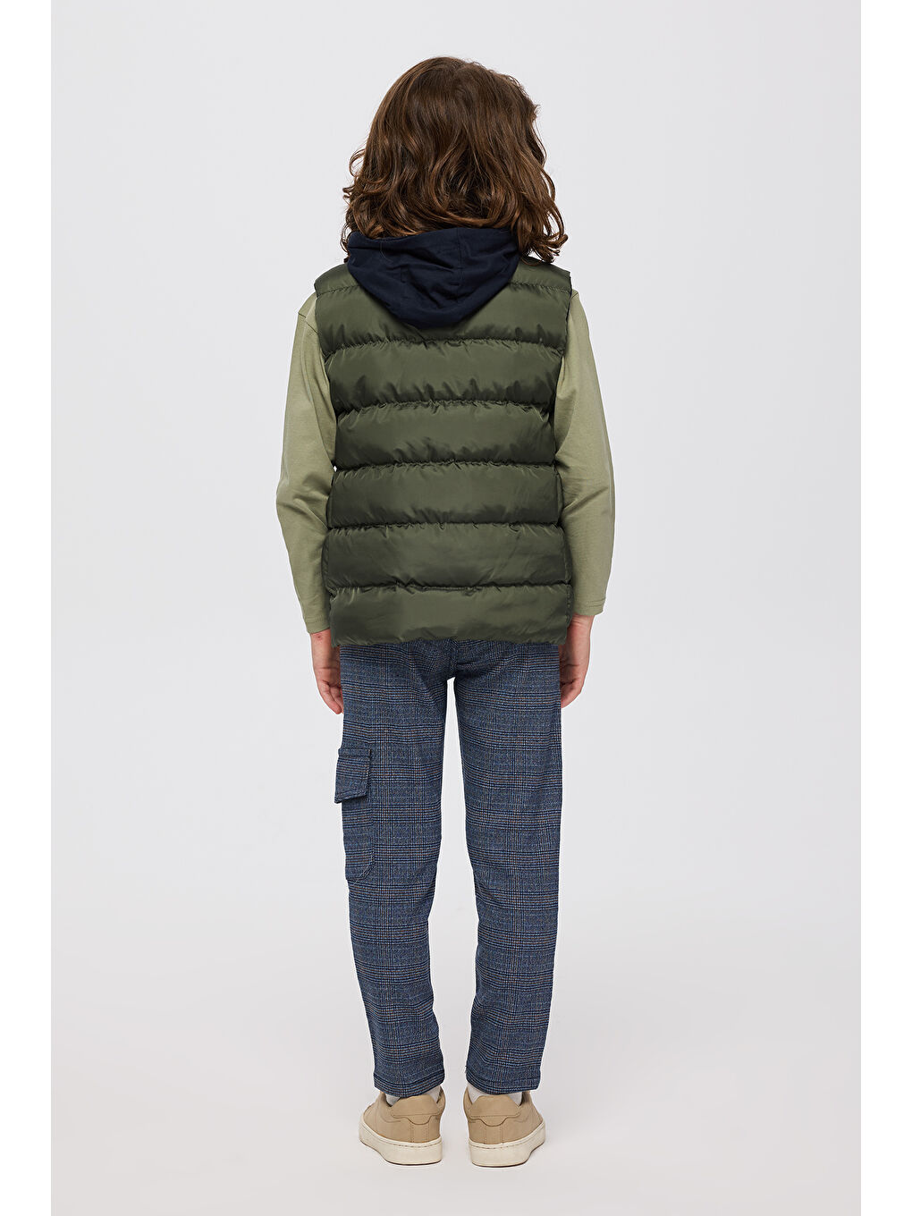 Erkek Çocuk Kapüşonlu Haki Yelek-1