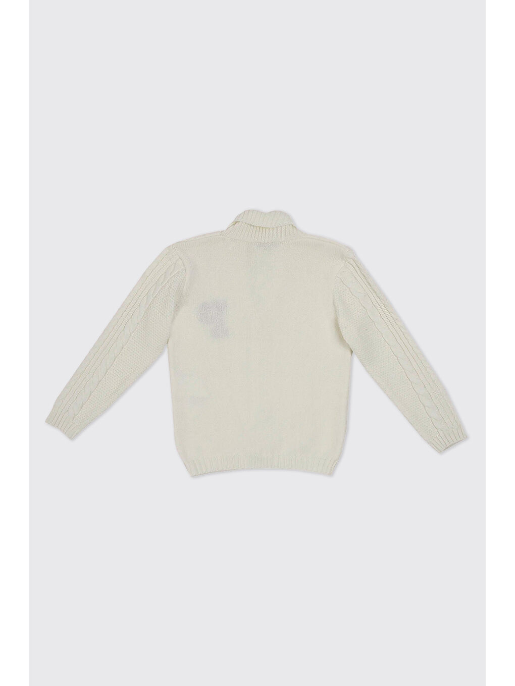 Erkek Çocuk Düğmeli Harf Detaylı Ekru Hırka-3