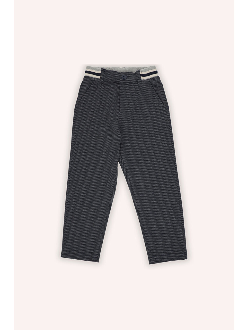 Erkek Çocuk Beli Lastikli Lacivert Örme Pantolon-1