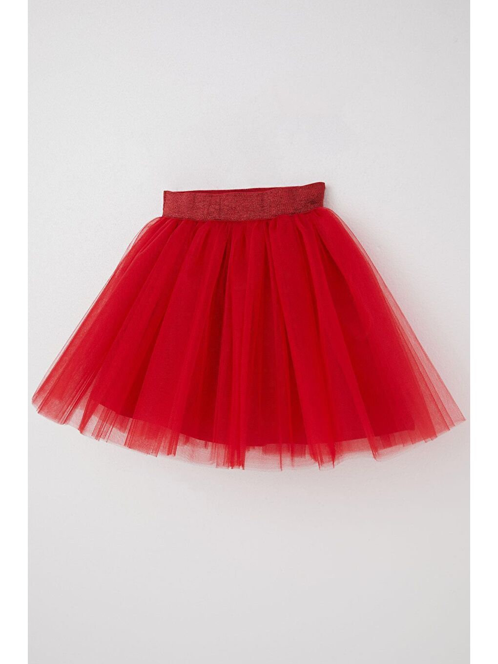 Kız Çocuk Tütü Etek Simli Beli Lastikli Kırmızı (6-10 Yaş)-4