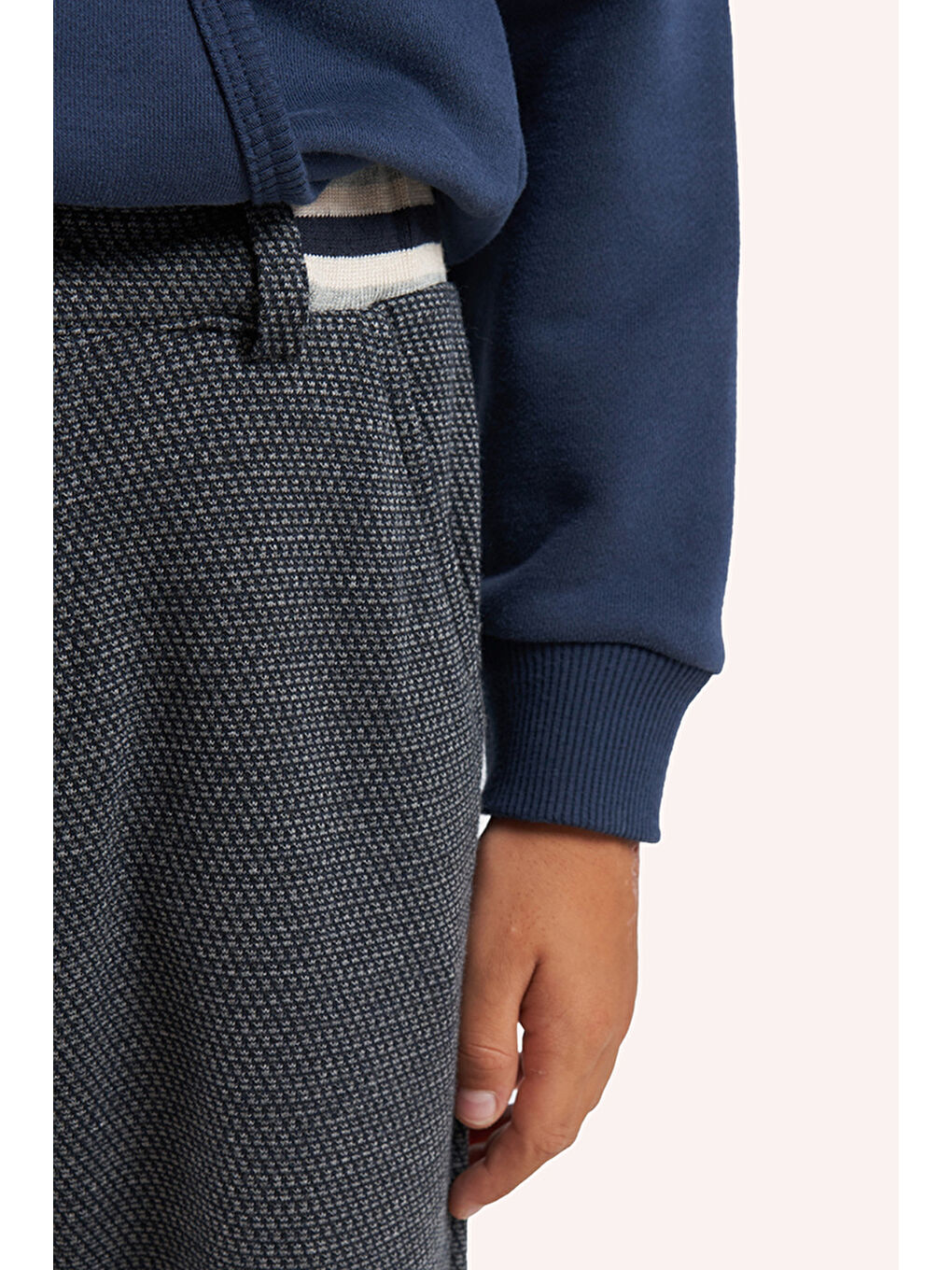 Erkek Çocuk Beli Lastikli Lacivert Örme Pantolon-3