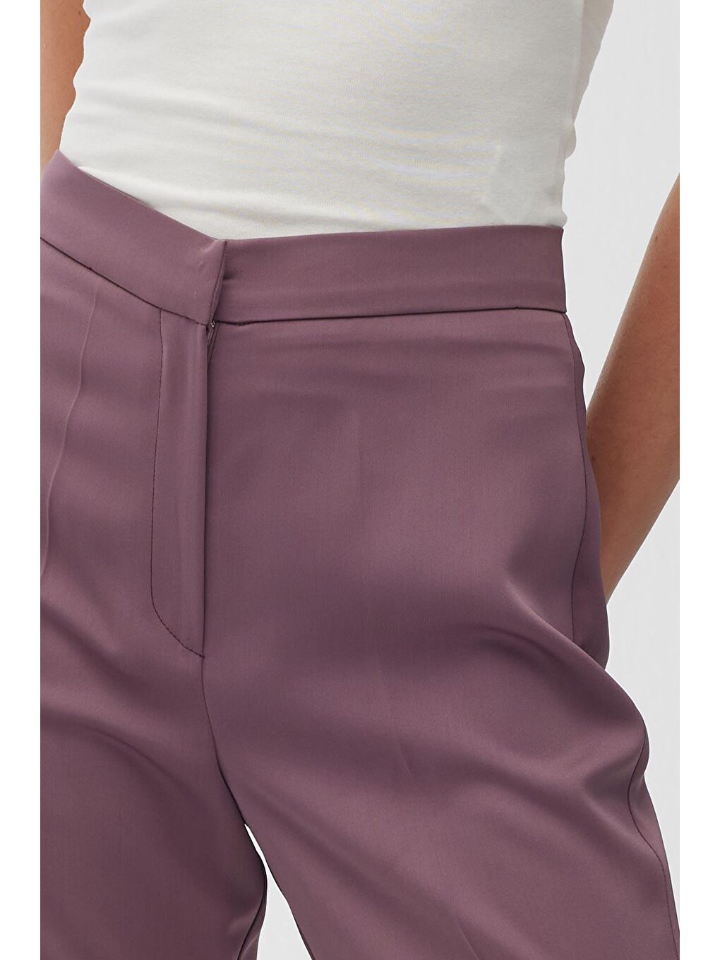 Saten İspanyol Paça Pantolon Mor-3