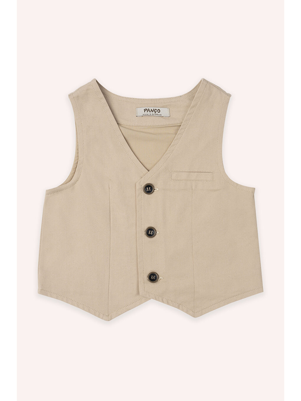 Erkek Çocuk Düğmeli Bej Yelek