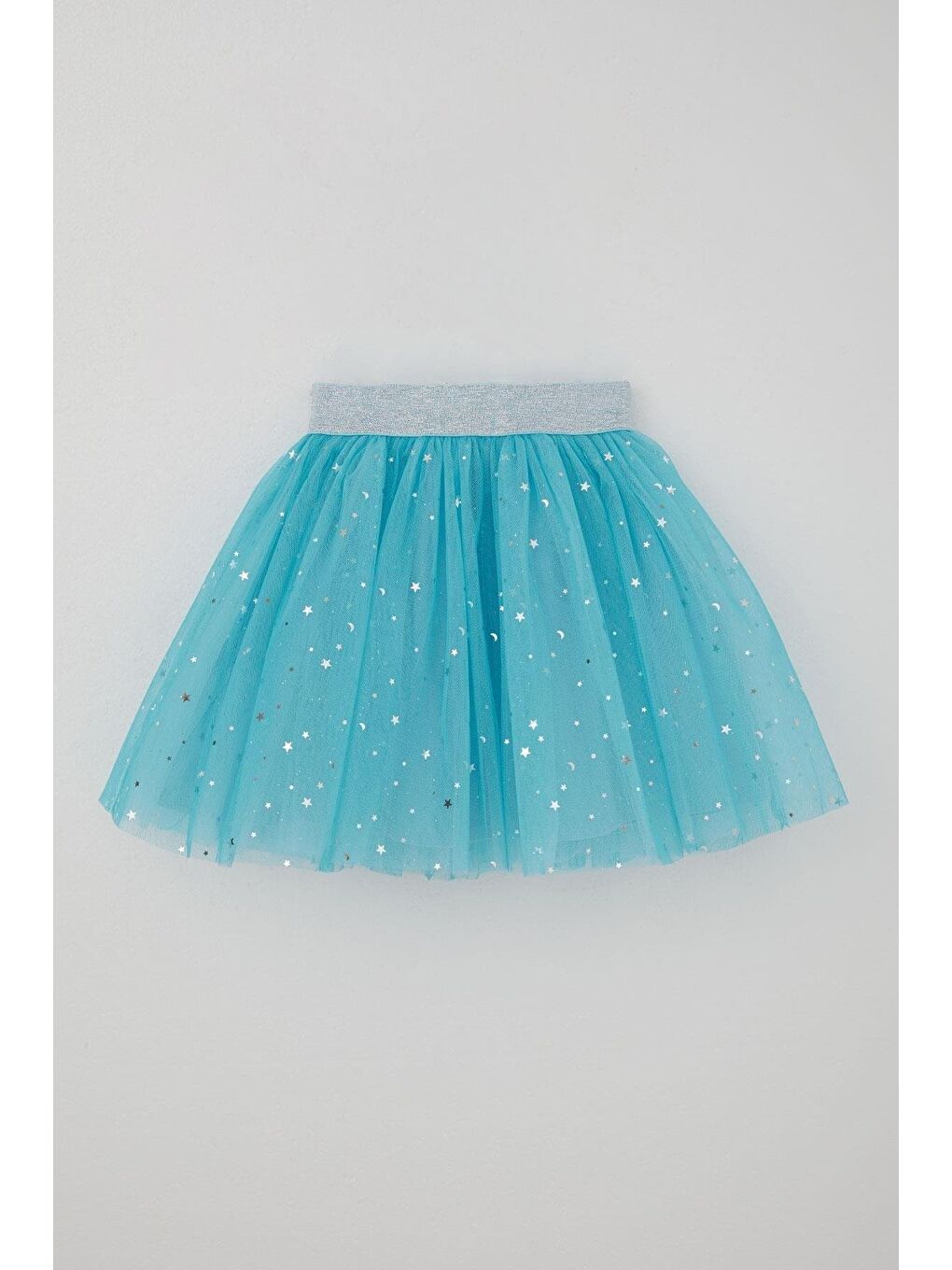 Kız Çocuk Tütü Etek Gümüş Yıldız & Ay Desenli Mavi (5-10 Yaş)-5