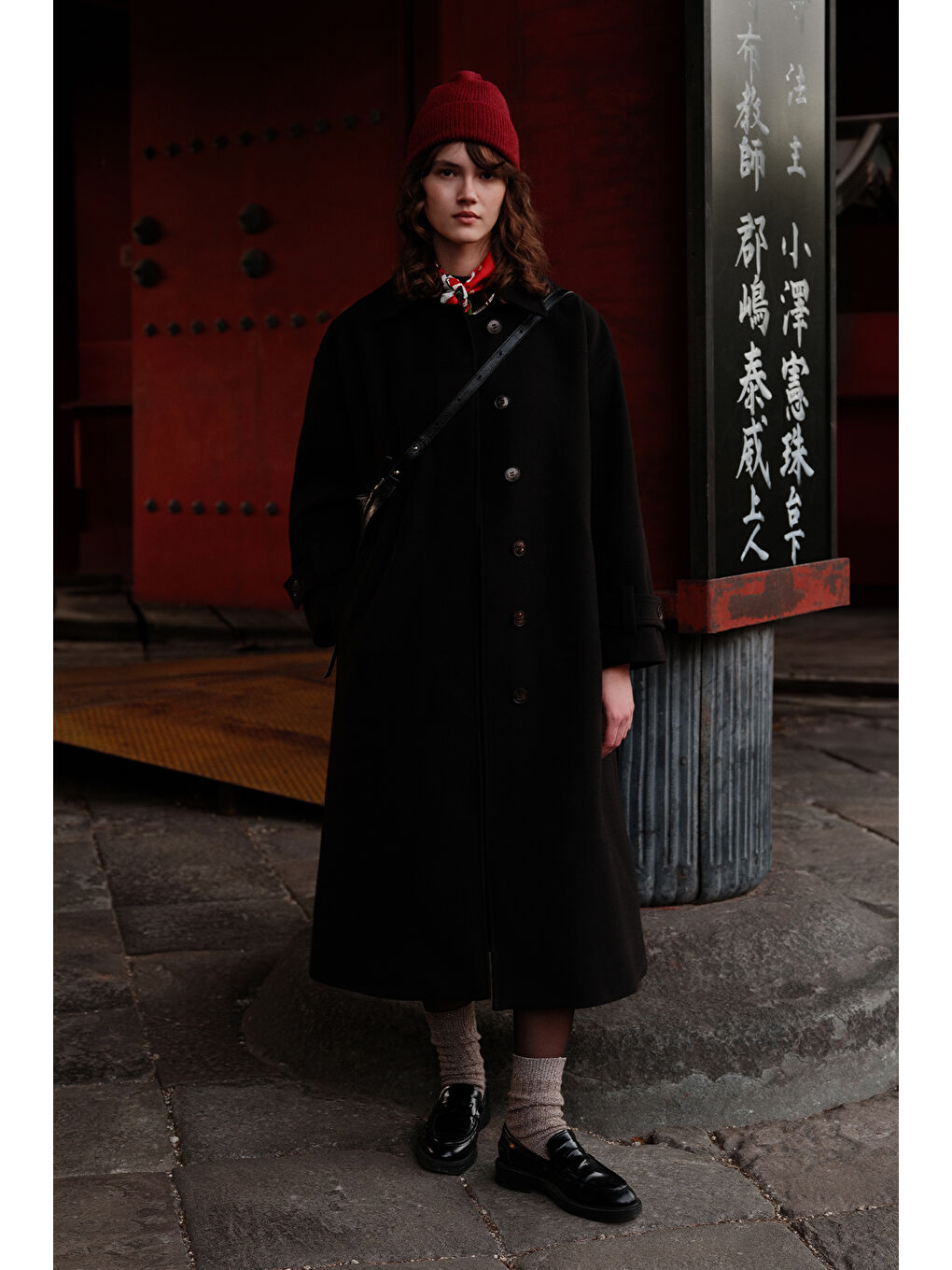 Andy Oversize Kaşe Kaban Siyah