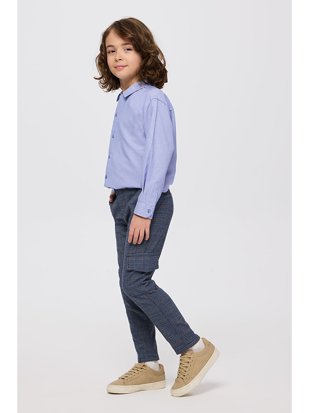 Erkek Çocuk Lacivert Ekose Pantolon-2