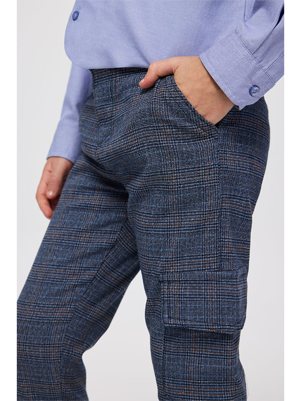 Erkek Çocuk Lacivert Ekose Pantolon-3