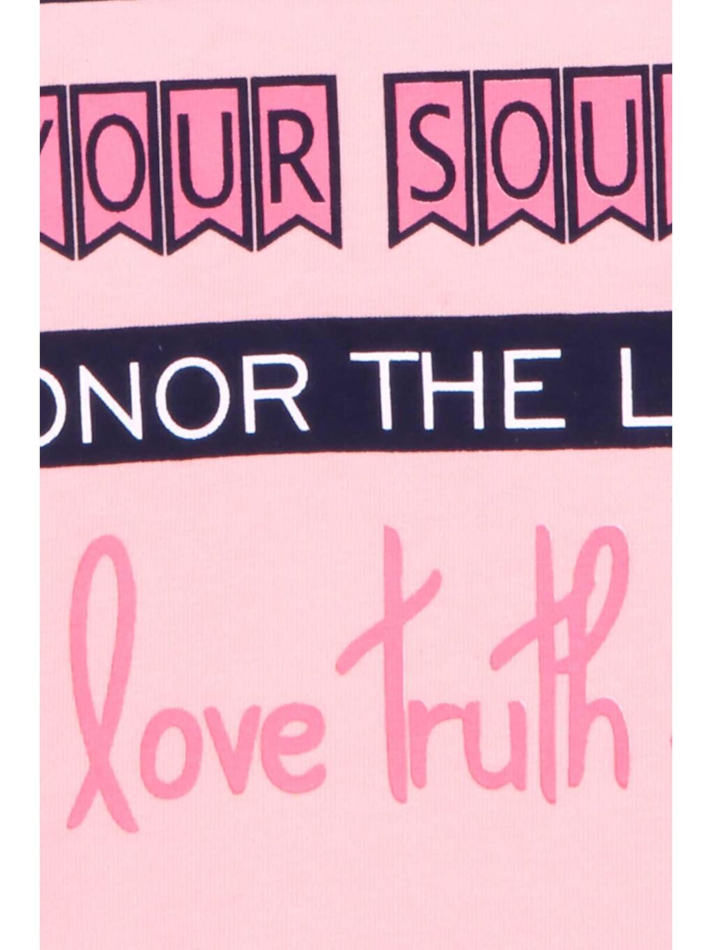 Pembe Kız Çocuk Tişört Yazı Baskılı Somon (9-14 Yaş)-3