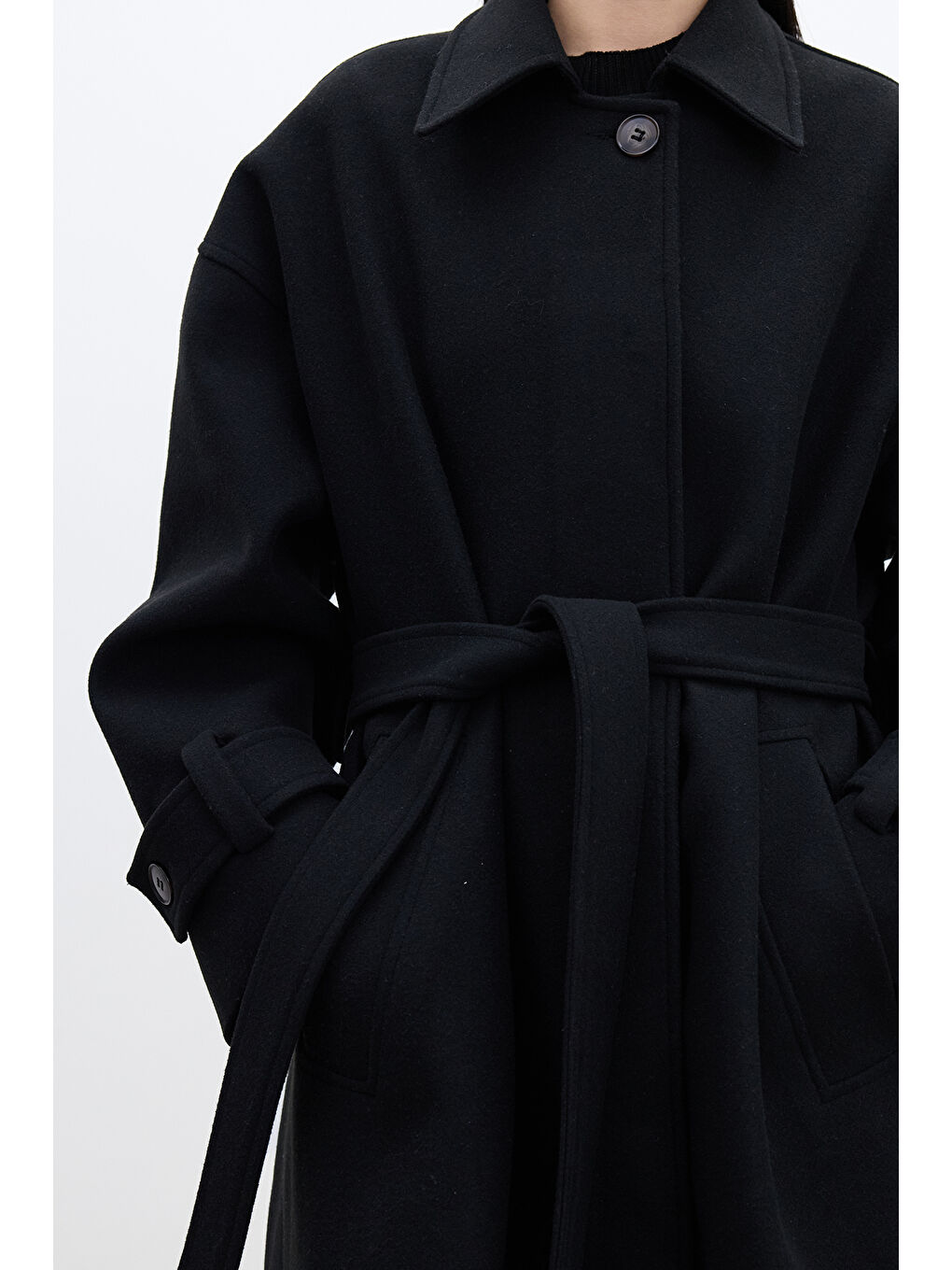 Andy Oversize Kaşe Kaban Siyah-3