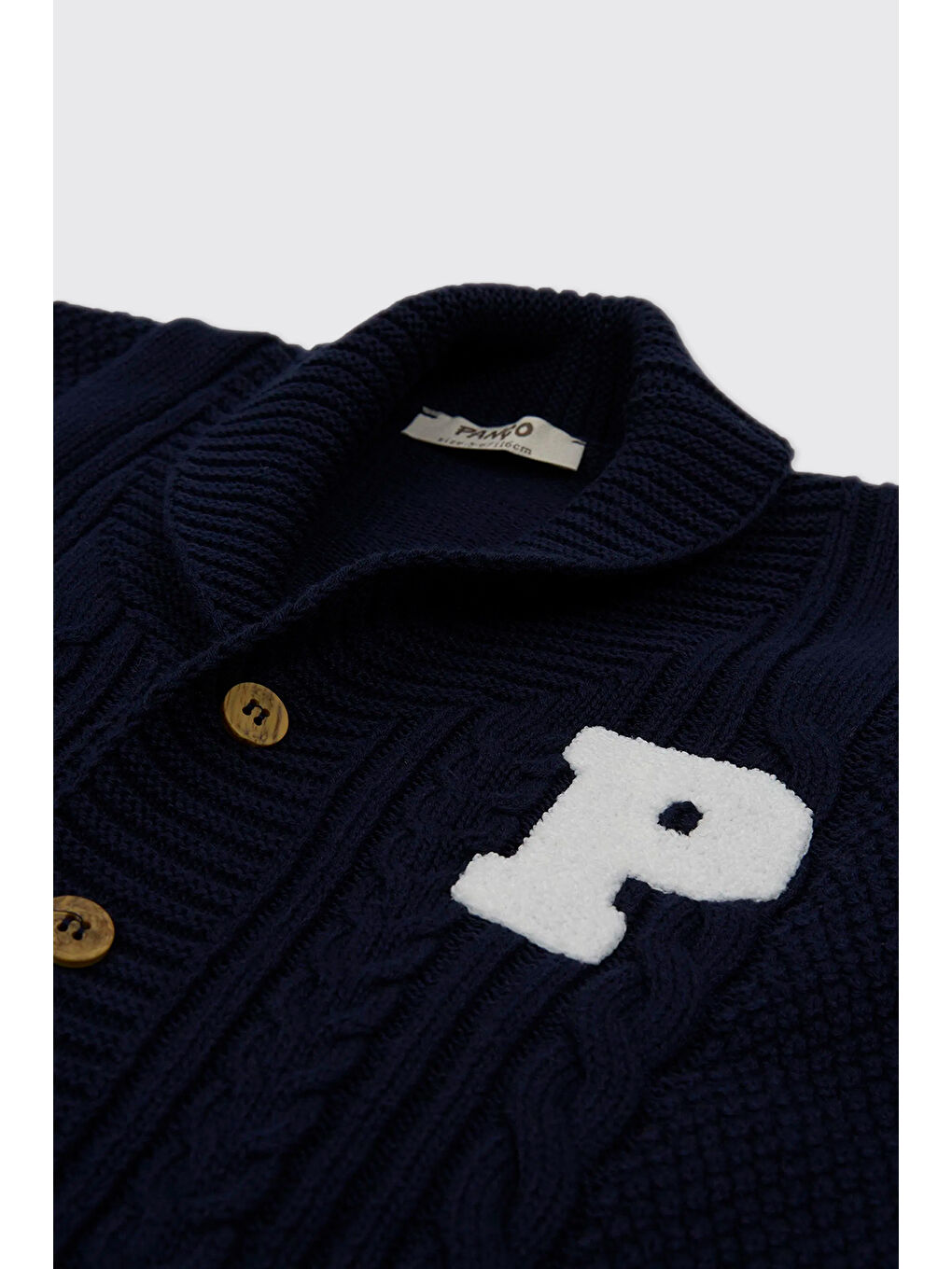 Erkek Çocuk Düğmeli Harf Detaylı Lacivert Hırka-6