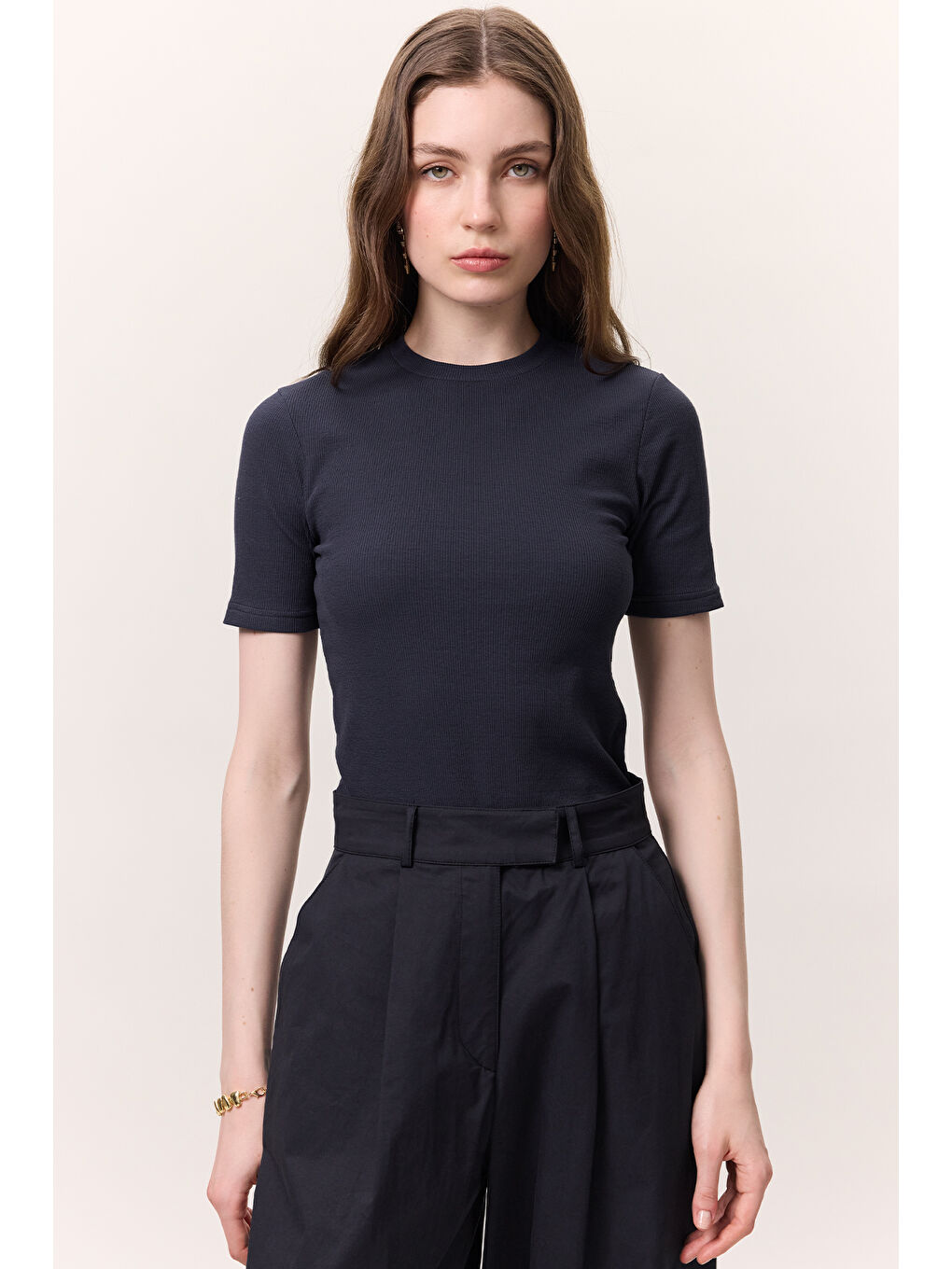 Kısa Kollu Rıbana Body Lacivert-2