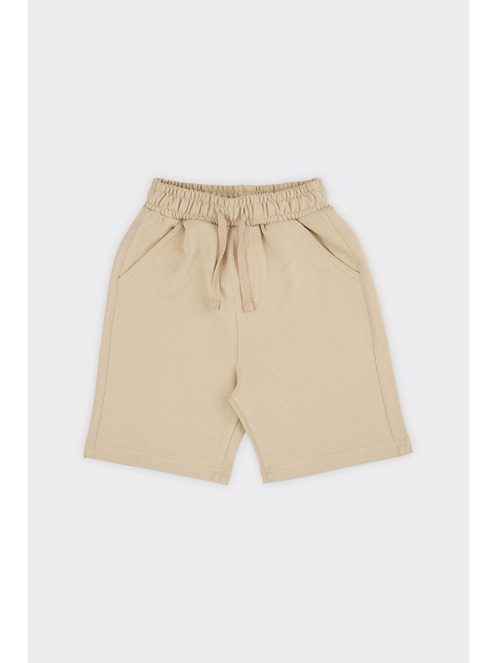 Unisex Çocuk Beli Lastikli Bej Örme Şort