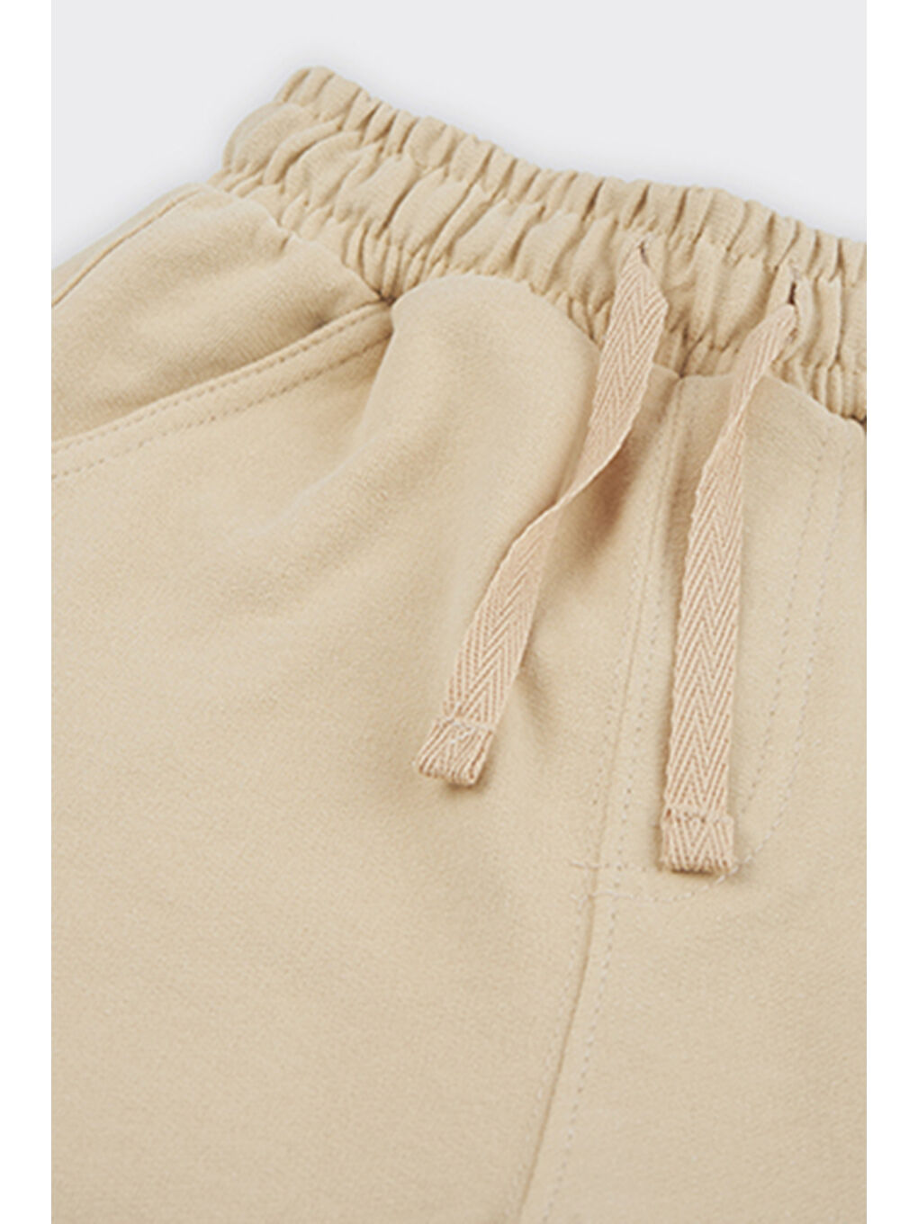 Unisex Çocuk Beli Lastikli Bej Örme Şort-1