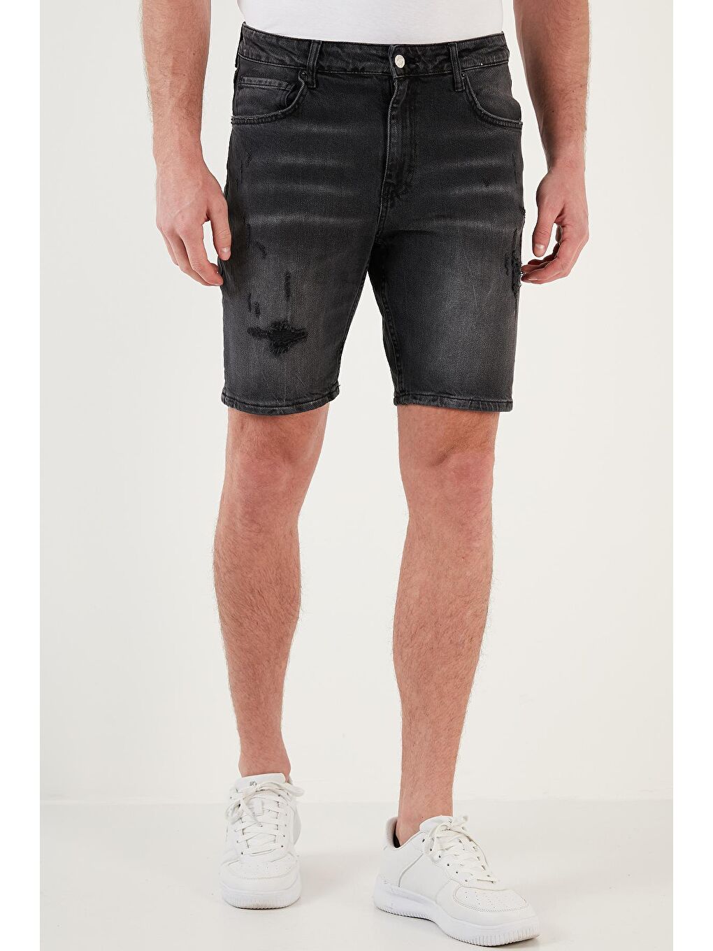 Buratti Siyah Pamuklu Normal Bel Slim Fit Kot Short 4501M07IBIZA - 1