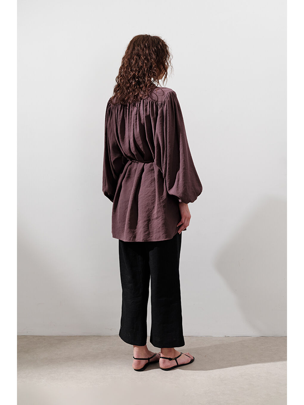 Lyocell Büzgülü Tunik Mor-5