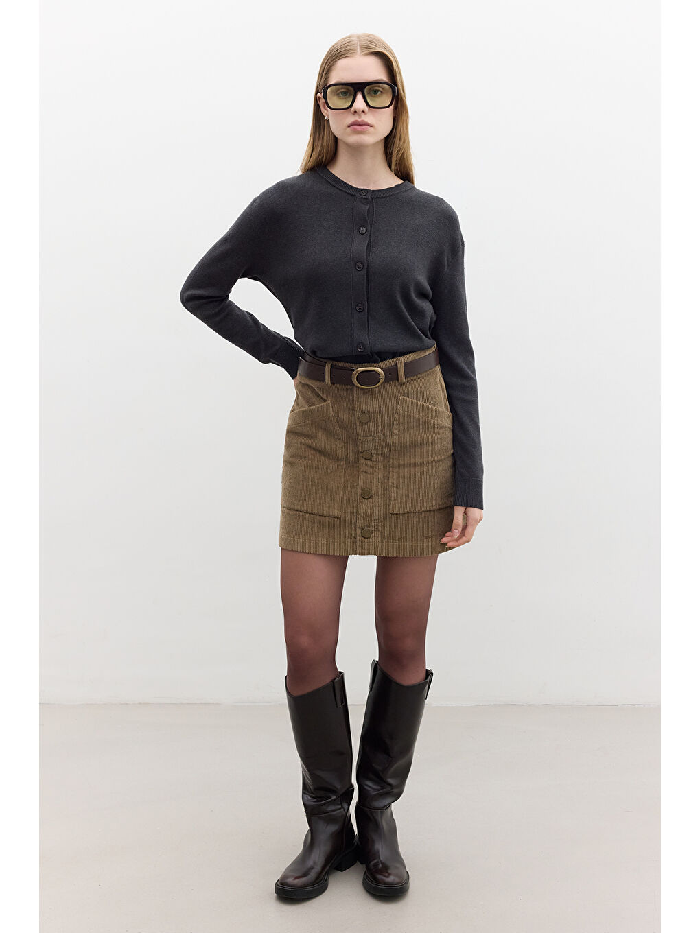 Yumuşak Dokulu Triko Hırka Antrasit-1